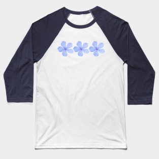 Three Blue Flowers Floral Photo Baseball T-Shirt